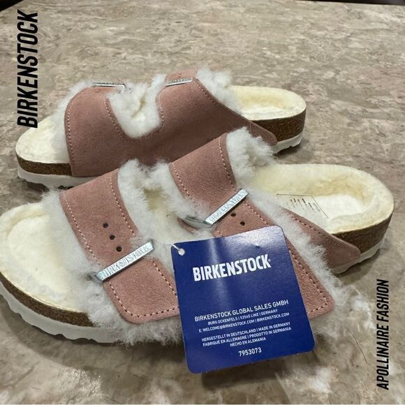 BIRKENSTOCK ARIZONA SHEARLING SANDALS NWT IN PINK CLAY VARIOUS SIZES - Picture 2 of 5